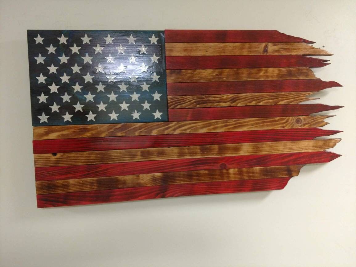 Ragged wooden American flag