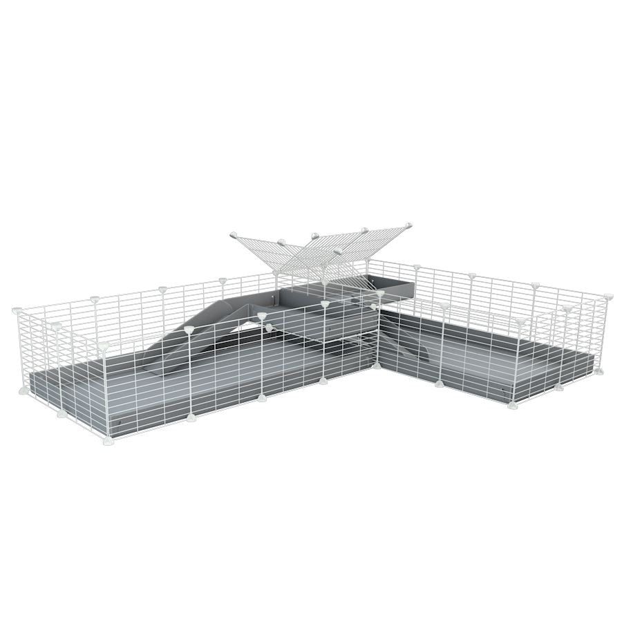 Cavy cage blanche 8x2 en L avec separation & loft