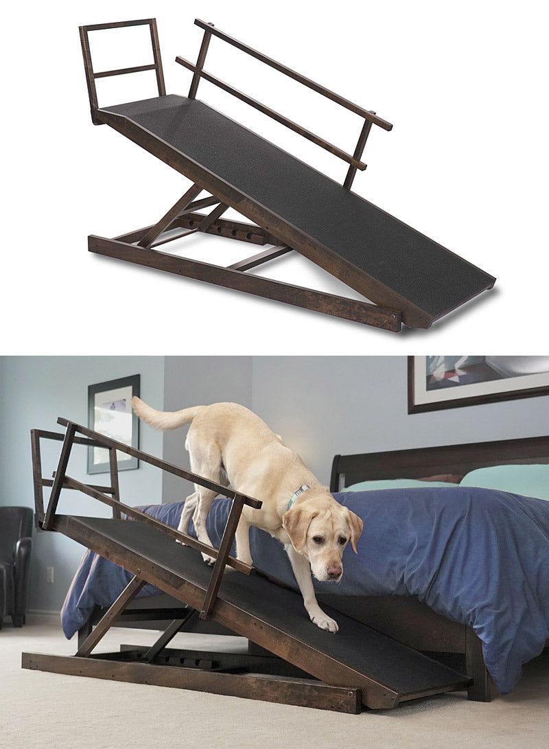 Large Dog Ramp for Beds by DoggoRamps - Solid Hardwood in Clear Natural Finish