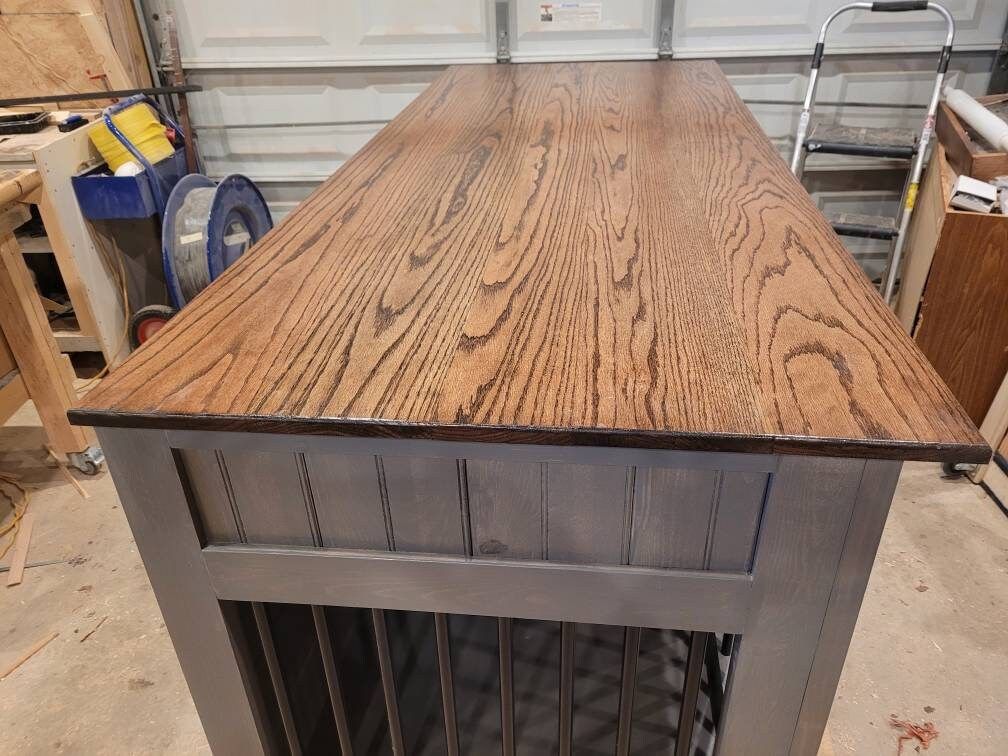 Large double Dog crate with drawers, divider an double barn doors.