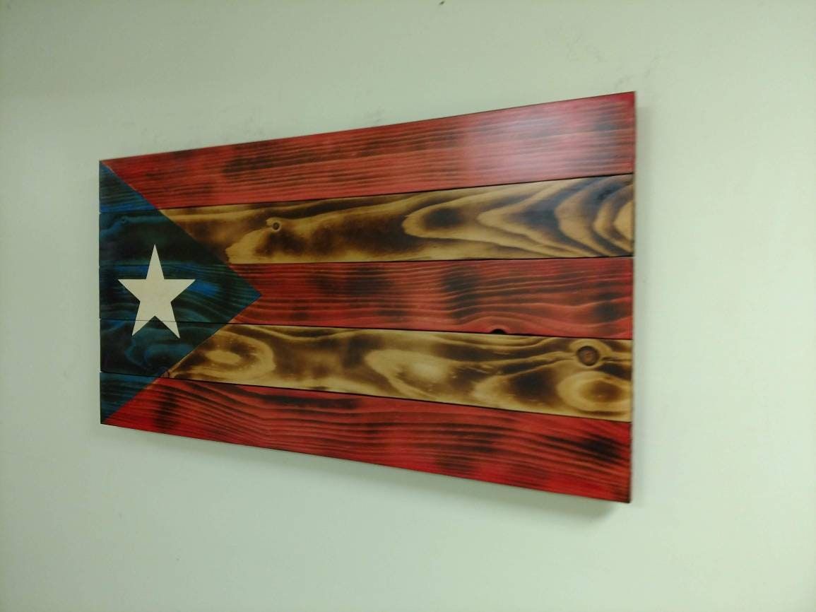 Custom wooden Puerto Rican flag