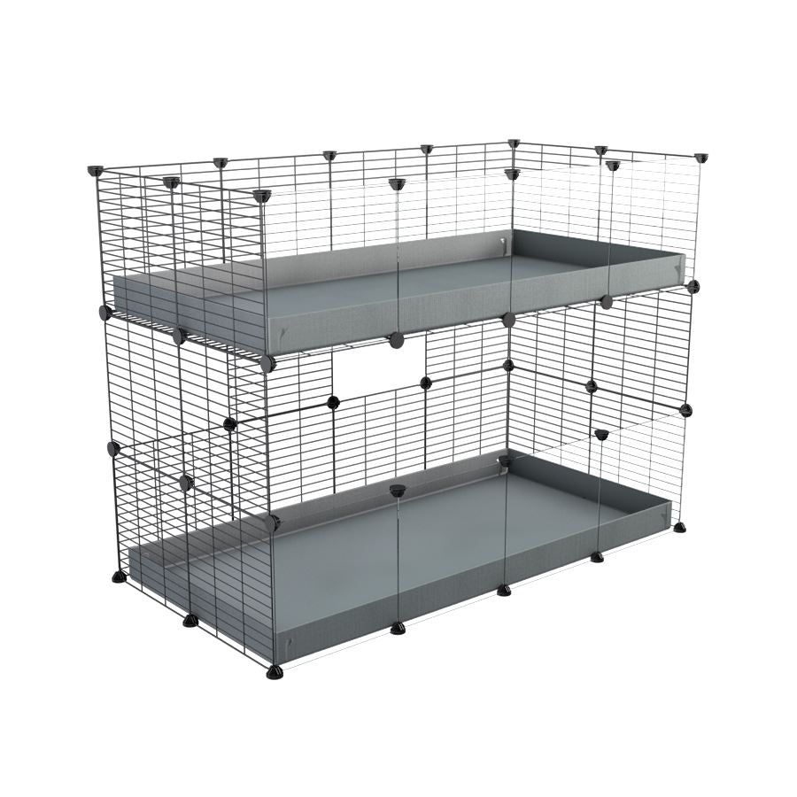 Cavy cage double 4x2 avec plexiglass