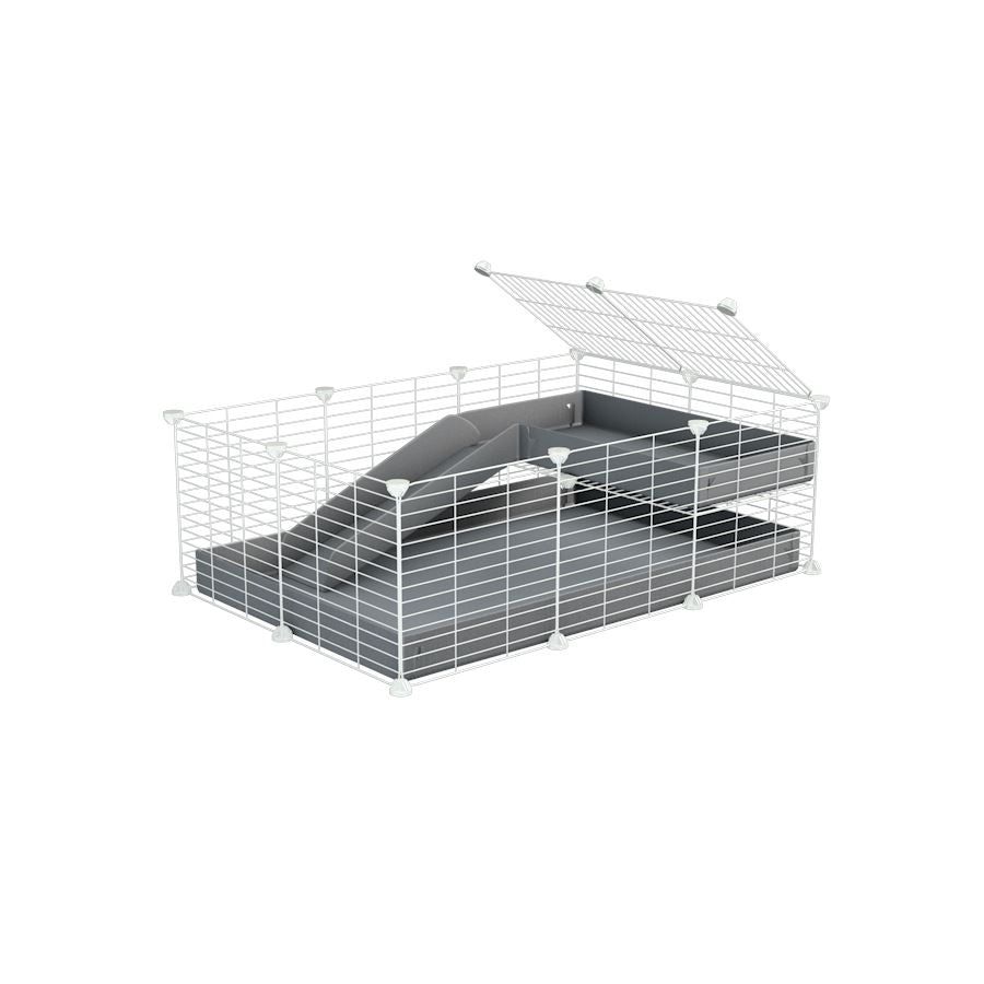 Cavy Cage Blanche 3x2 Loft et Rampe