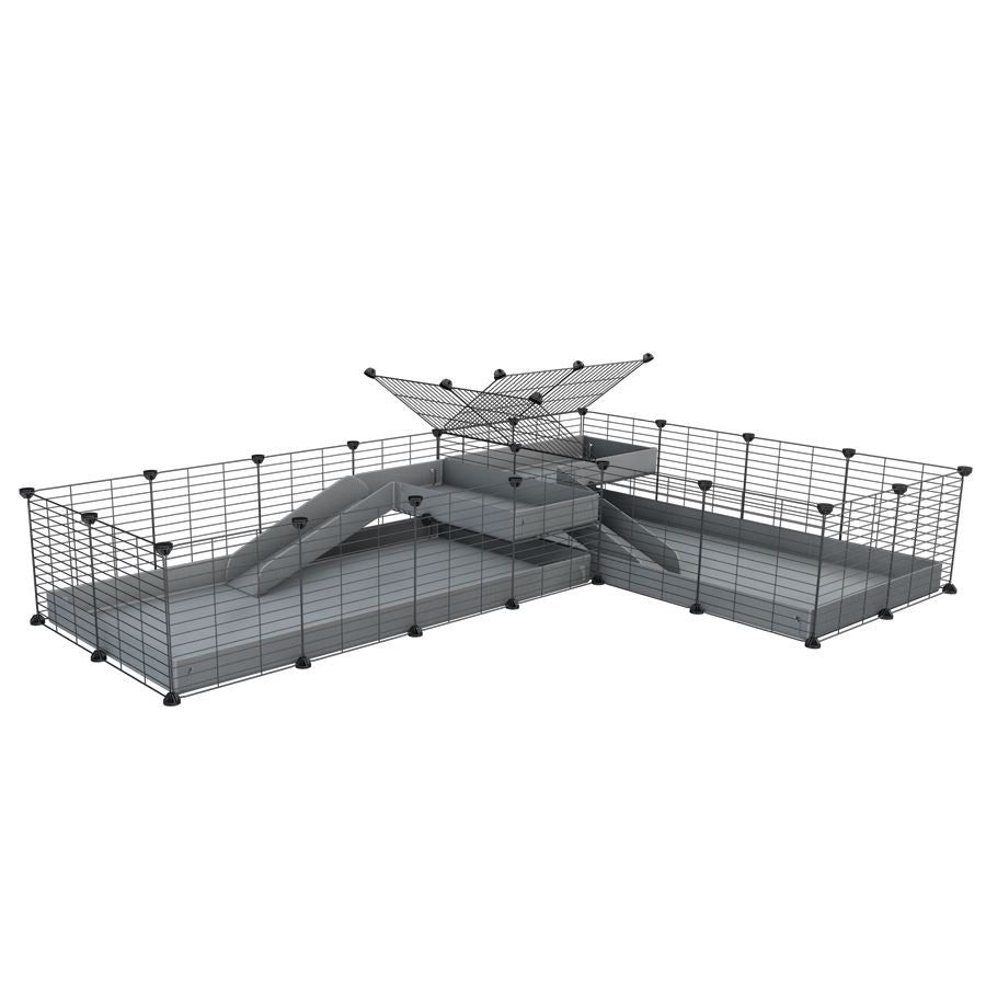 Cavy cage 8x2 en L avec separation & loft