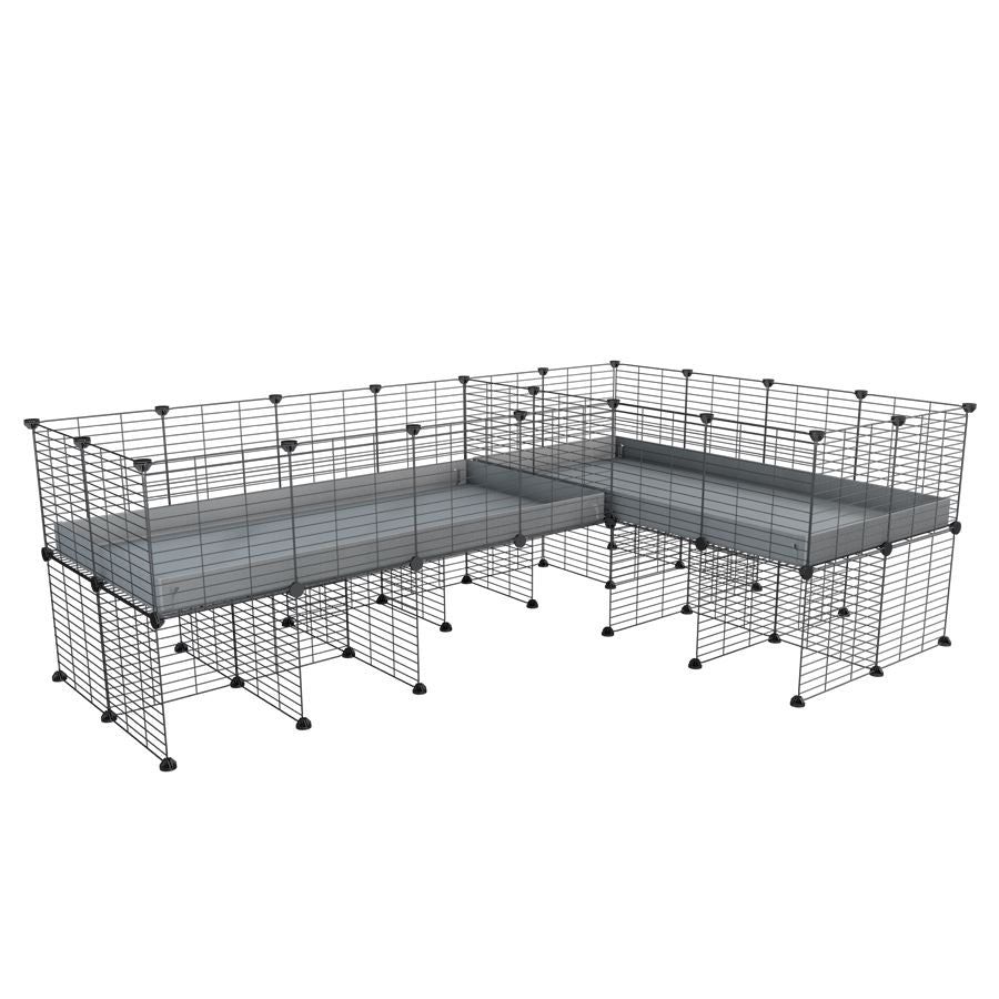 Cavy cage 8x2 en L avec separation & stand