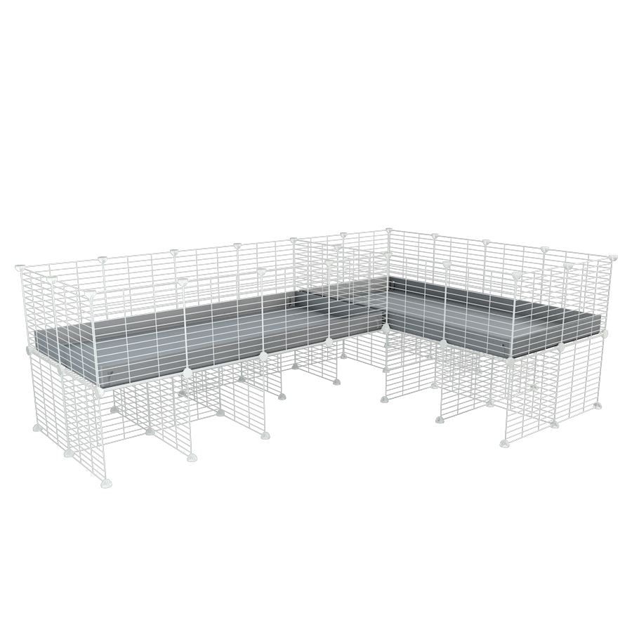 Cavy cage blanche 8x2 en L avec separation & stand