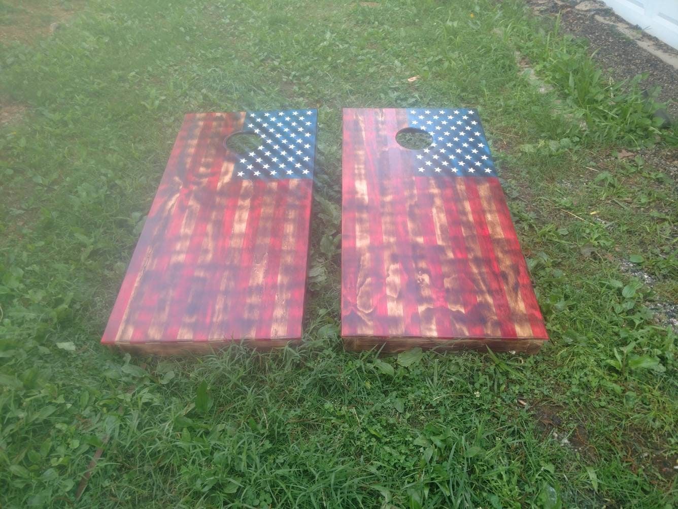 American flag cornhole game