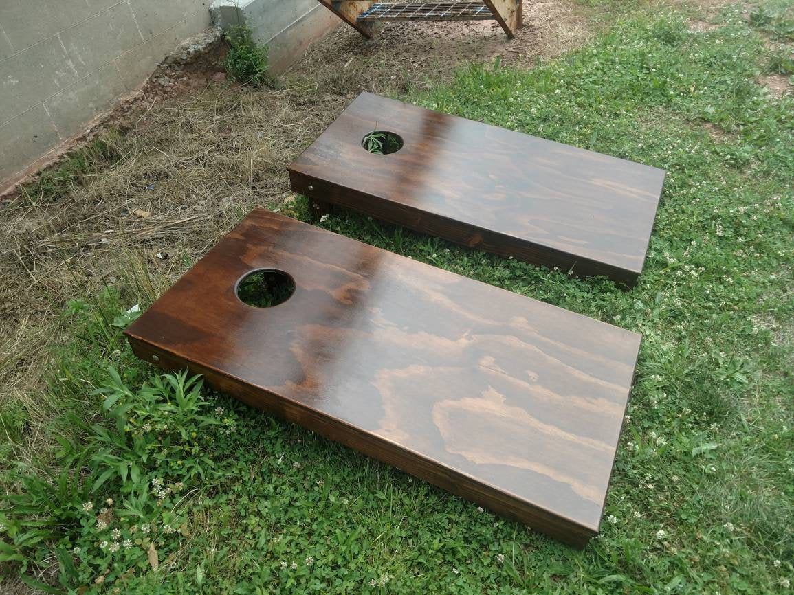 Stained cornhole boards