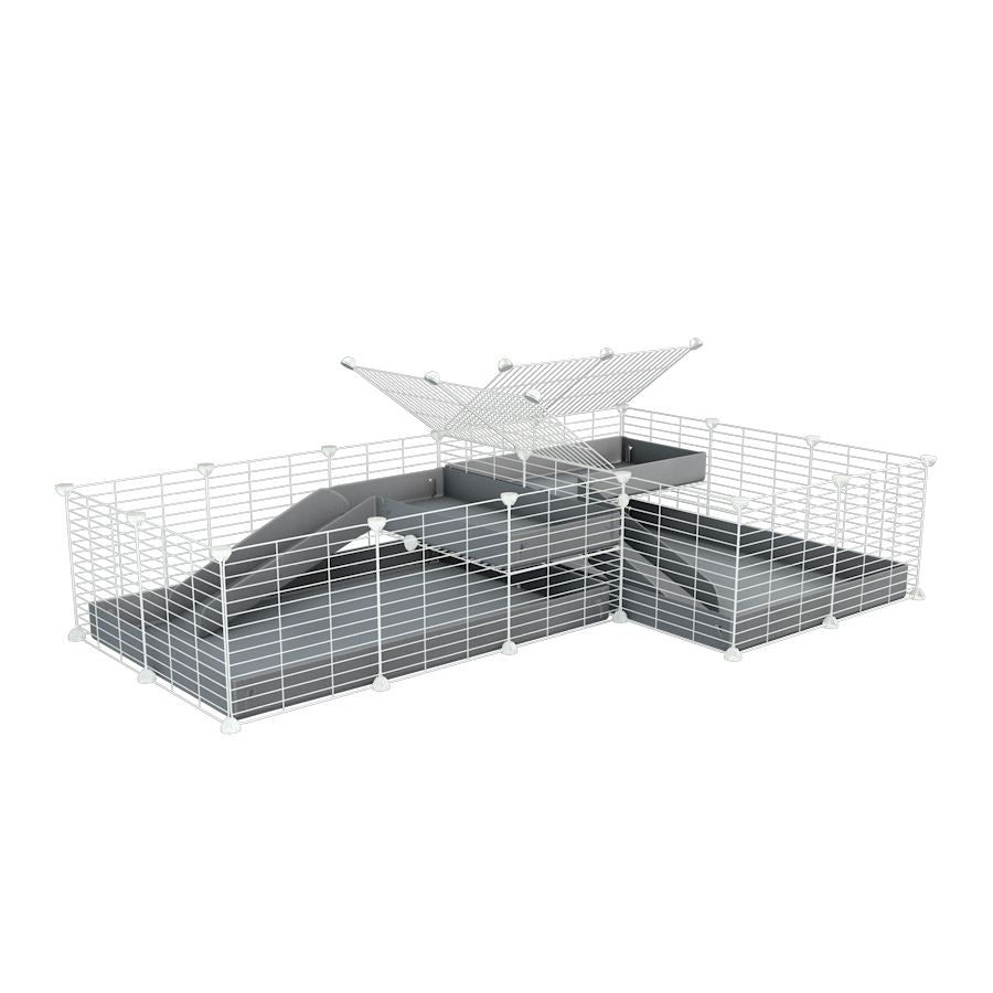 Cavy cage blanche 6x2 en L avec separation & loft