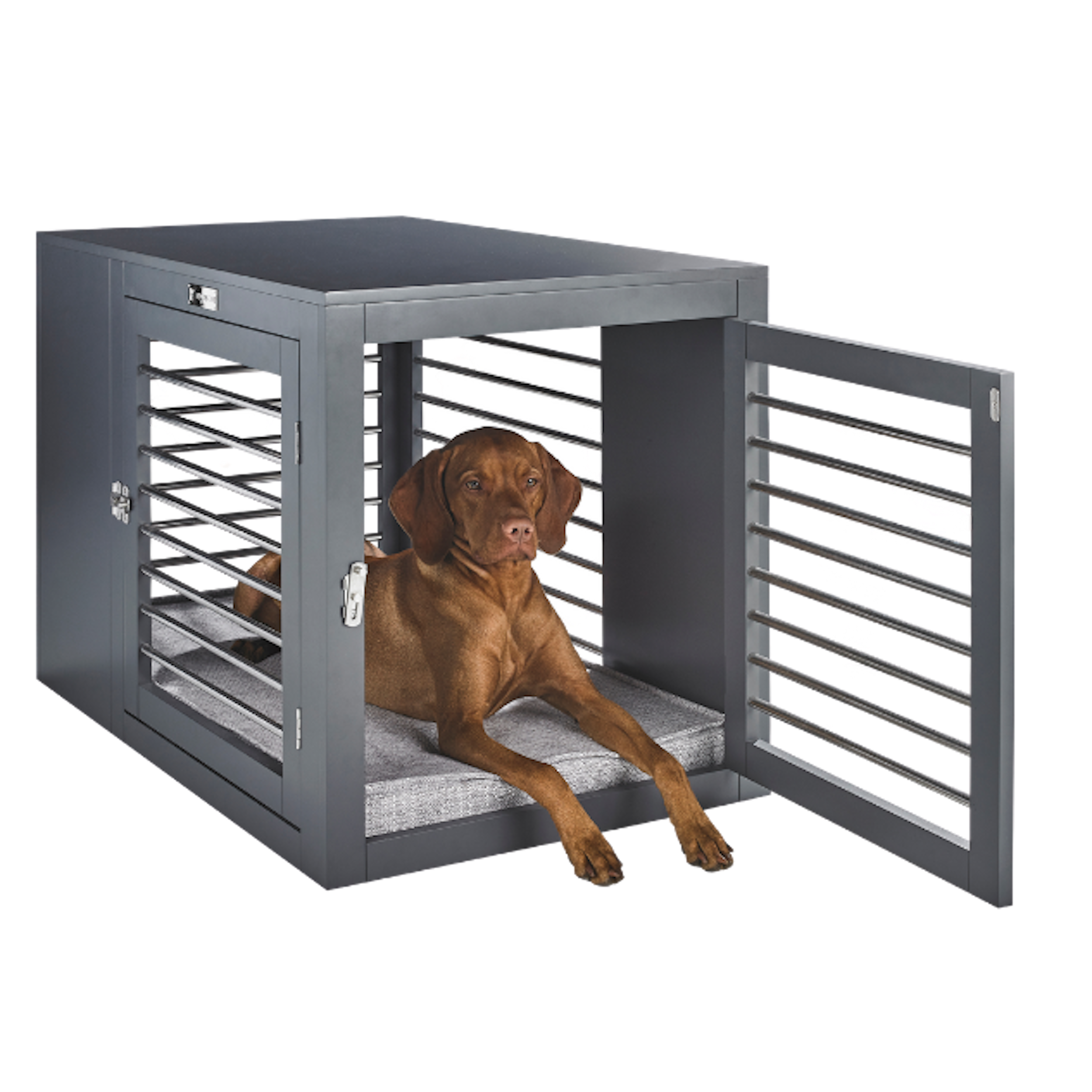 Luxury Wood Dog Kennel Crate | Moderno Gray