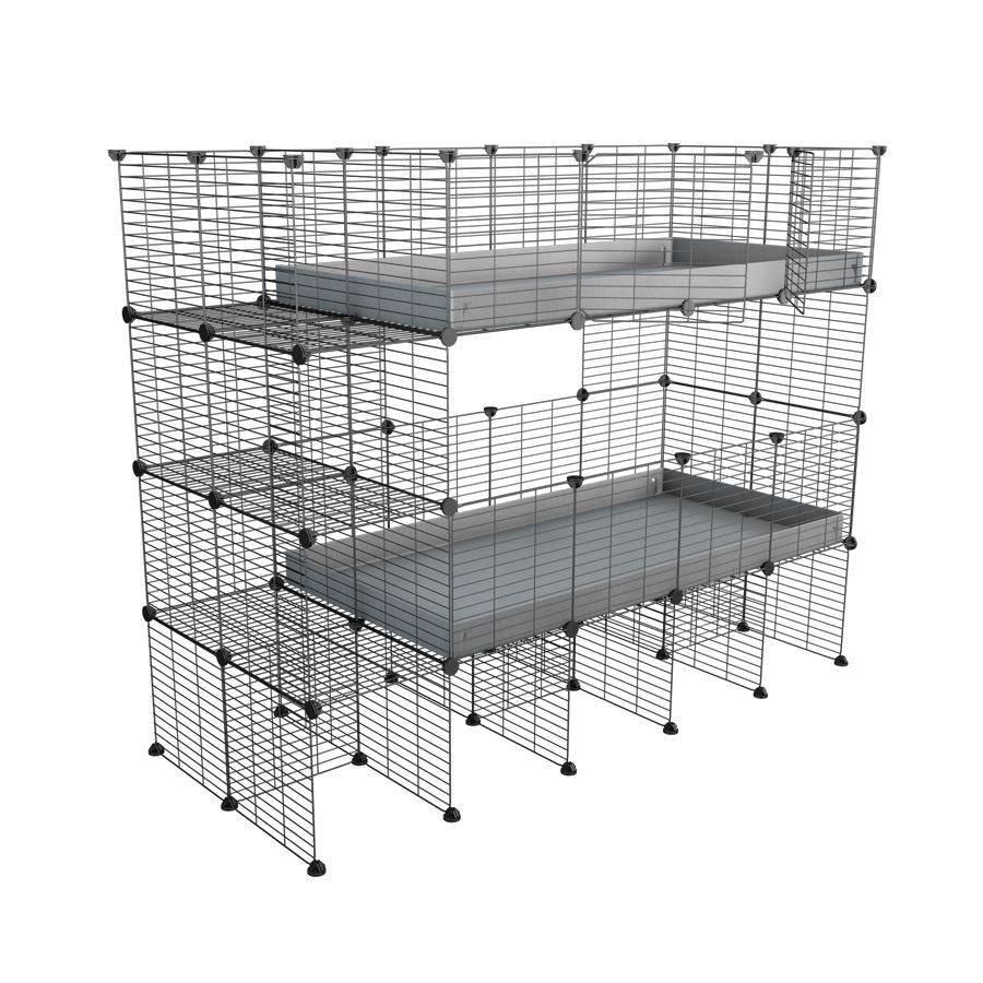 Cavy cage double 4x2 avec etageres