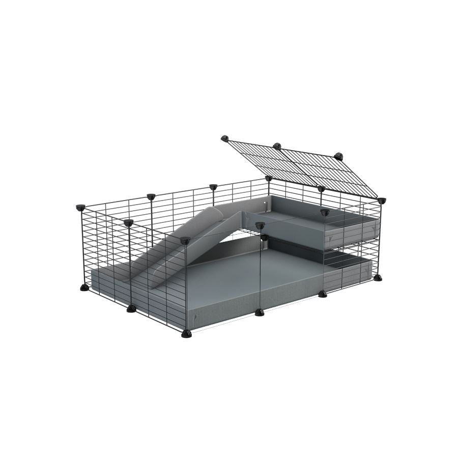 Cavy Cage 3x2 avec plexiglass, Loft et Rampe