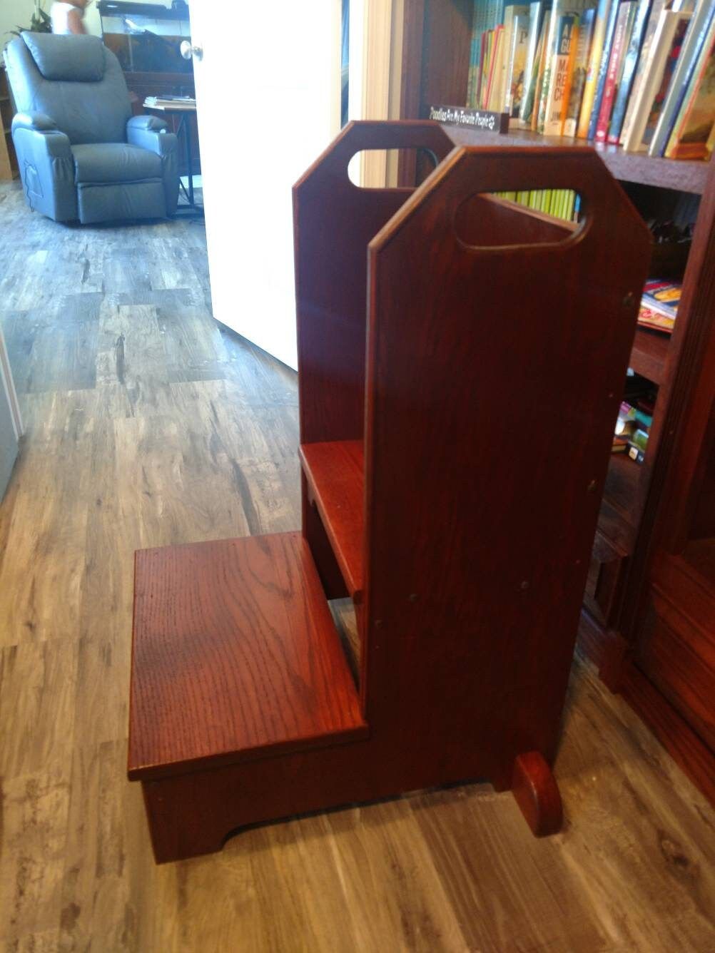 Wooden library step stool