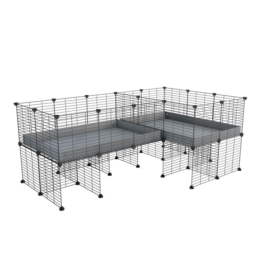 Cavy cage 6x2 en L avec separation & stand