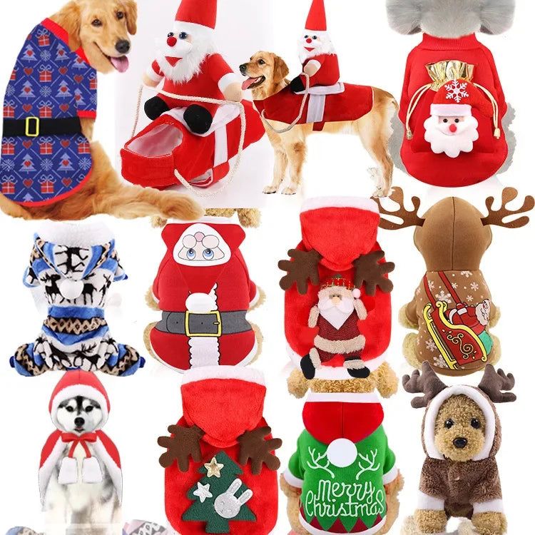 Adorable Dog Clothes Pet Christmas Clothing Cat Cosplay Winter Clothes Elk   Dog Clothes Coral Velvet   Santa Claus