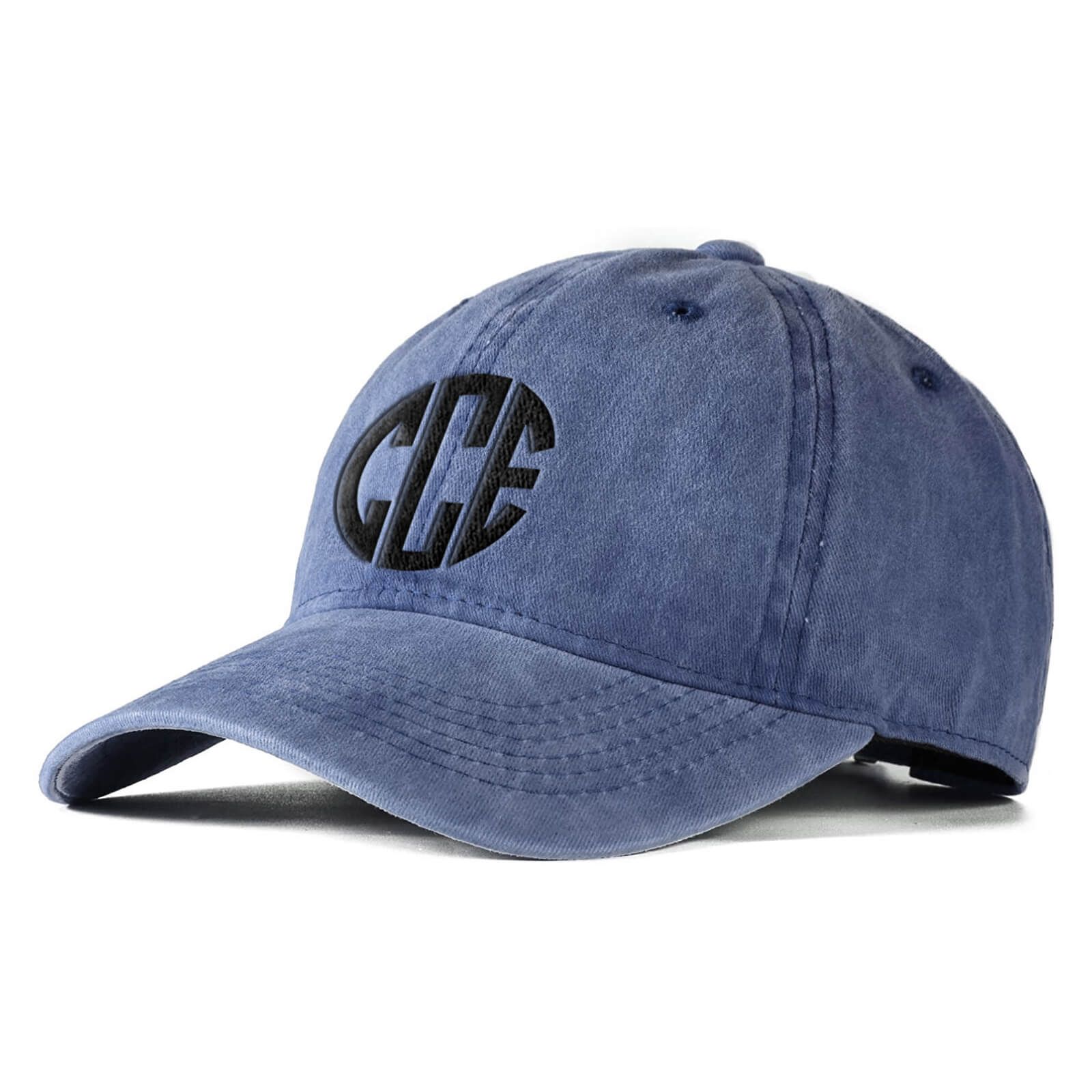 Custom Embroidery Washed Baseball Hat - Round Monogram