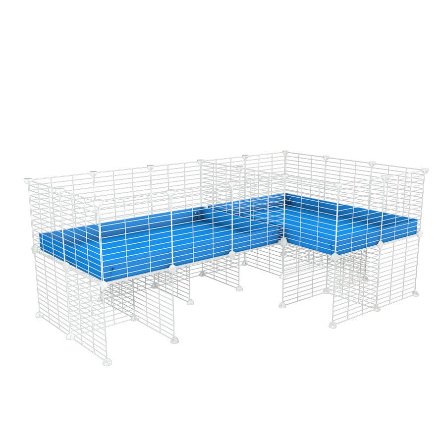 Cavy cage blanche 6x2 en L avec separation & stand