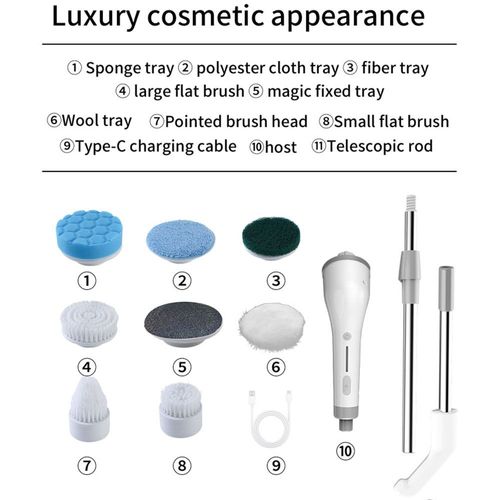 Sunshine Cordless Electric for Spin Scrubber 7 Replaceable Shower Cleaning Brush for Baby-Friendly Tub and Tile Plastic Material