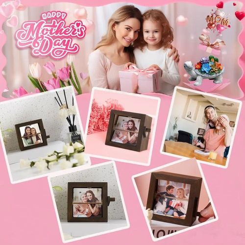 Custom Flip Book Frame Hand Crank Photo Album Personalized Lighted Photo Album Mini Wooden Flip Book for Couple Women Men