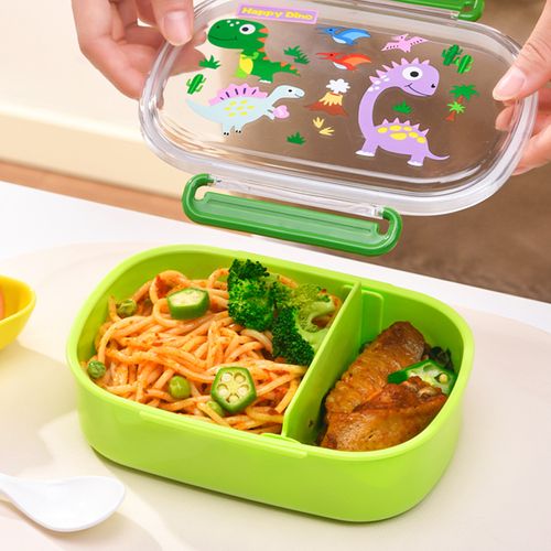 New Arrival Cute Plastic Kids Bento Box with Spoon Microwave Safe BPA Free Leakproof School Food Storage Container