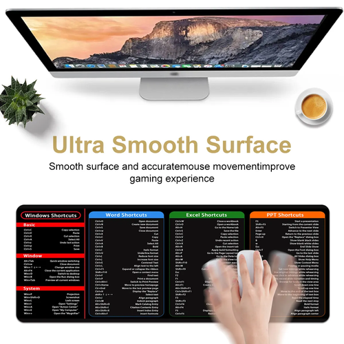 Large Office Computer Mouse Mat Custom Language Excel Shortcut Desk Mat Keyboard Shortcut Mouse Pad English Version Mouse Pad