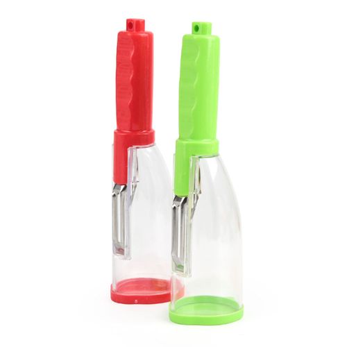 Multi-Functional Stainless Steel Manual Peeler with PP Storage Cup | Kitchen Tool for Fruits & Vegetables, Keeps Hands Clean While Peeling