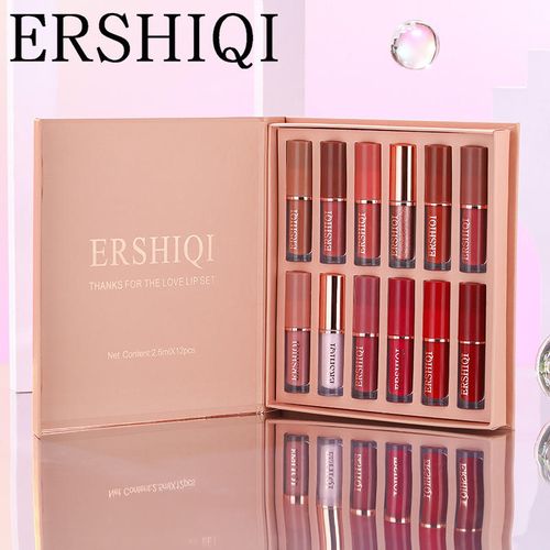 12-Color Book-Style Lip Gloss Set – Matte & Pearl, Non-Sticky, Lip Gloss & Lipstick ✨