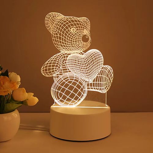 Creative 3D Cartoon Night Light - Acrylic Bedroom Ambiance Table Lamp | Holiday & Event Gift Souvenir, Stylish Cozy Bedside Lamp