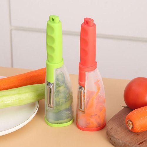 Multi-Functional Stainless Steel Manual Peeler with PP Storage Cup | Kitchen Tool for Fruits & Vegetables, Keeps Hands Clean While Peeling