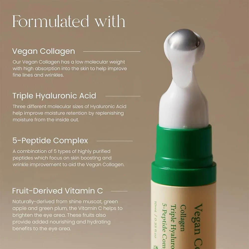 AXIS-Y Vegan Collagen Eye Serum - K Beauty Triple Hyaluronic Acid & Peptide Collagen Serum Improve Skin Elasticity, Reduce Fine Lines & Dark Circles