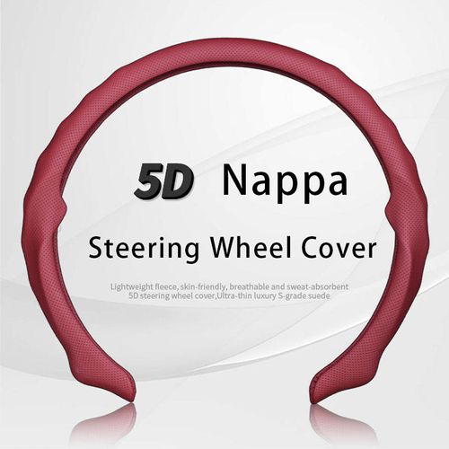 Anti-Slip Universal 38cm Multicolor 5D Nappa Leather Steering Wheel Protector