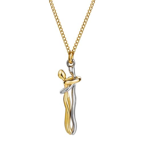 couple hugging 18K gold couple pendant necklace