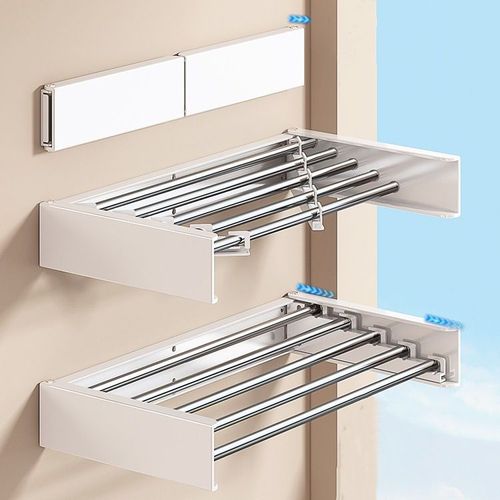 Wall mounted folding drying rack with 5 rails