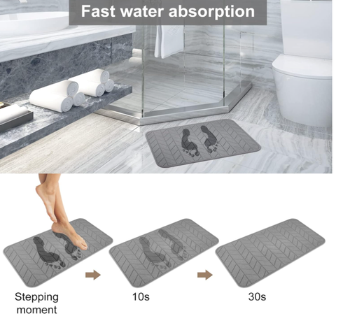 Non-slip super absorbent quick drying diatomaceous earth shower mat
