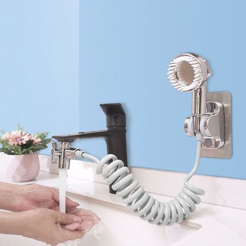Home Bathroom Sink Wall-mounted Water Faucet with Extension Shower Head and Face Nozzle