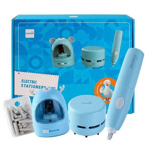 Electric Stationery Set Electric Pencil Sharpener Desk Cleaner Eraser