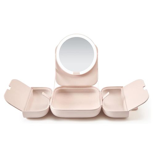 Travel Portable Deluxe Cosmetic Bag with LED Lighted Cosmetic Mirror