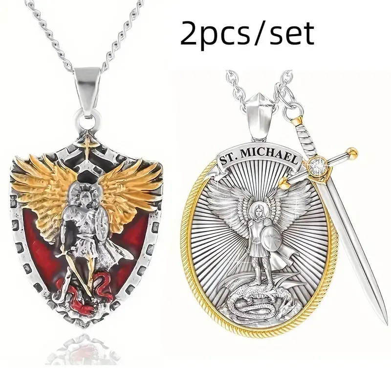 Set of 2 pendant necklaces for men and women