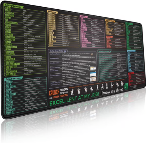Excel Cheat Sheet Desk Mat