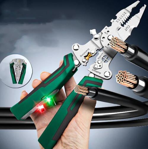 Multifunctional electrician's folding wire stripper with cutting and splitting function
