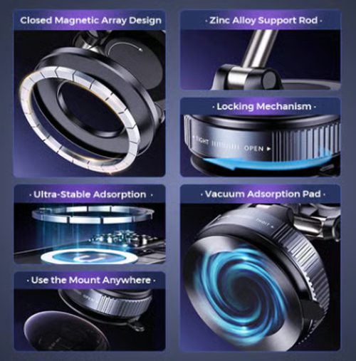 💥Retractable Car Phone Mount - 360° Magnetic Holder