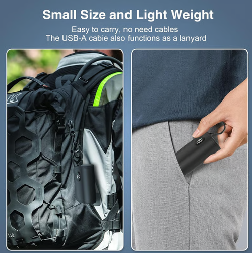 Mini Capsule Power Bank: 5000mAh Pocket-Sized Charger with Built-in Cable