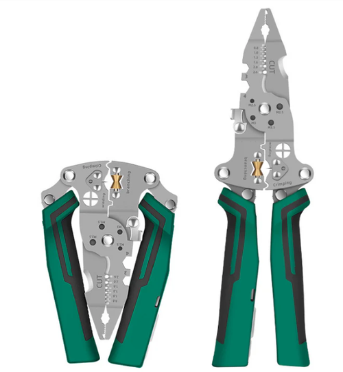 Multifunctional electrician's folding wire stripper with cutting and splitting function