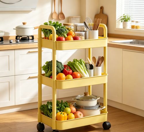 Multi-Shelf Mobile Storage Cart with Wheels, Space-Saving Rolling Trolley for Home & Kitchen Storage