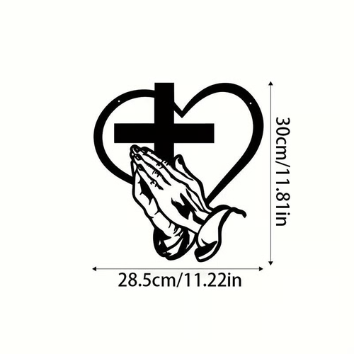 30CM Elegant Metal Christian Heart & Cross Wall Art