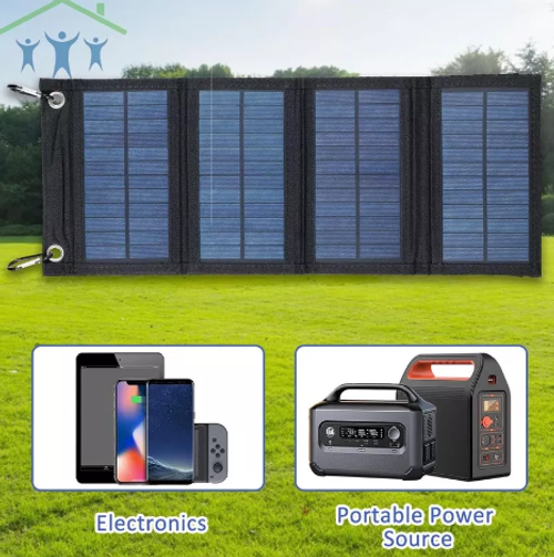 Portable foldable solar panel with USB