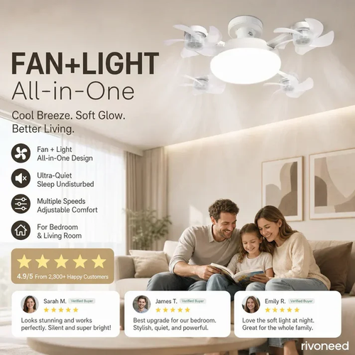 💡Foldable Socket Ceiling Fan Light with Remote, Energy-Saving Cooling & Lighting for Bedroom & Home