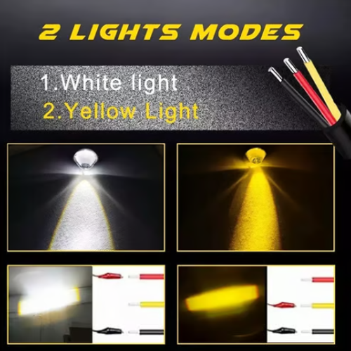 Mini LED Driving Lamps with Switch, Dual Color High Luminance Spotlight for Trucks