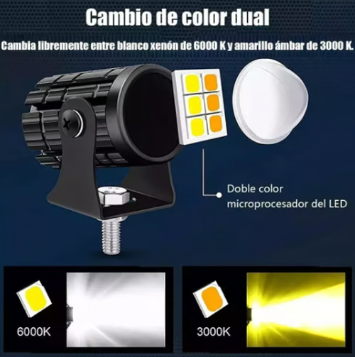 Mini LED Driving Lamps with Switch, Dual Color High Luminance Spotlight for Trucks