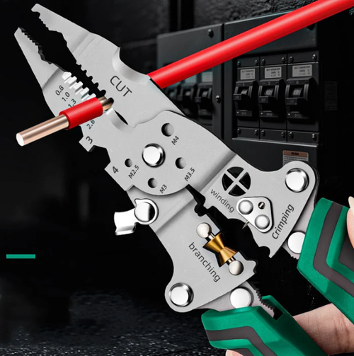 Multifunctional electrician's folding wire stripper with cutting and splitting function